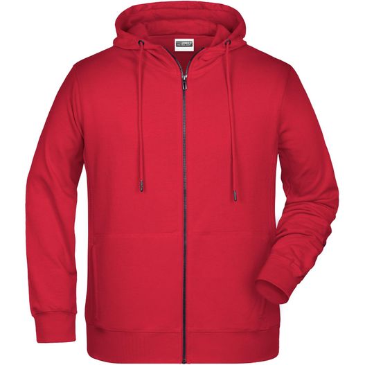 ein roter kapuze mit reißverschluss vorne Men's Zip Hoody - Sweatjacke mit Kapuze und Reißverschluss (Bild 1)