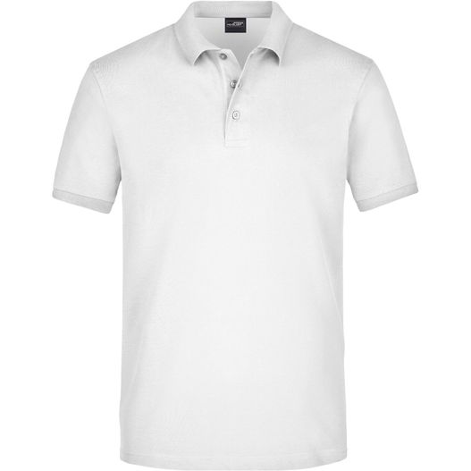 ein weißes poloshirt mit kragen Men's Elastic Polo Piqué - Klassisches Polo in elastischer Piqué-Qualität (Bild 1)