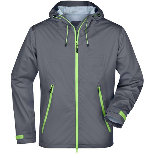 eine graue und grüne jacke mit kapuze Men's Outdoor Jacket - Ultraleichte Softshelljacke für extreme Wetterbedingungen (Bild 1)