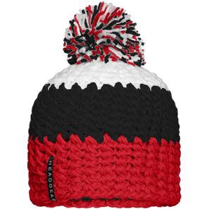 Crocheted Cap with Pompon - Angesagte 3-farbige Häkelmütze mit Pompon