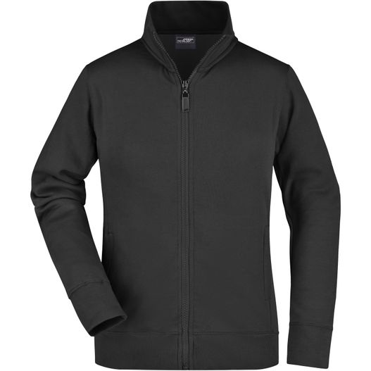 eine schwarze jacke mit einem reißverschlusskragen Ladies' Jacket - Sweatjacke aus formbeständiger Sweat-Qualität (Bild 1)