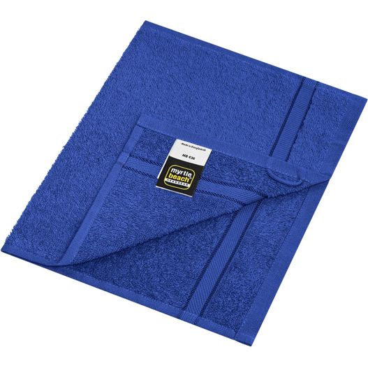 ein blaues handtuch auf einem weißen hintergrund gefaltet Guest Towel - Gästehandtuch im dezenten Design (Bild 1)