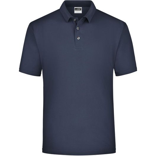 ein navy poloshirt mit einem weißen kragen Polo-Piqué Medium - Klassisches Polohemd für Freizeit und Sport (Bild 1)