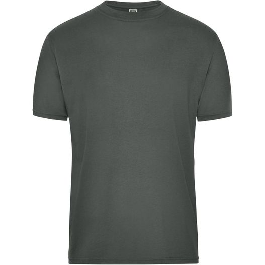 ein dunkelgrünes t-shirt mit einem weißen logo auf der brust Men's BIO Workwear T-Shirt - Strapazierfähiges und pflegeleichtes T-Shirt (Bild 1)