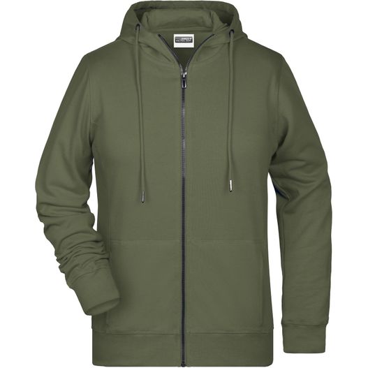 ein grüner kapuze mit reißverschluss vorne Ladies' Zip Hoody - Sweatjacke mit Kapuze und Reißverschluss (Bild 1)