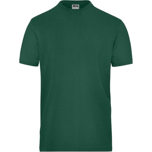 ein grünes t-shirt mit einem weißen logo auf der brust Men's BIO Stretch-T Work - SOLID - - T-Shirt aus weichem Elastic-Single-Jersey (Bild 1)