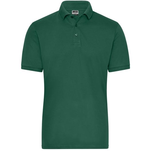 ein grünes poloshirt mit einem weißen logo auf der brust Men's BIO Stretch-Polo Work - SOLID - - Polo aus weichem Elastic-Piqué (Bild 1)