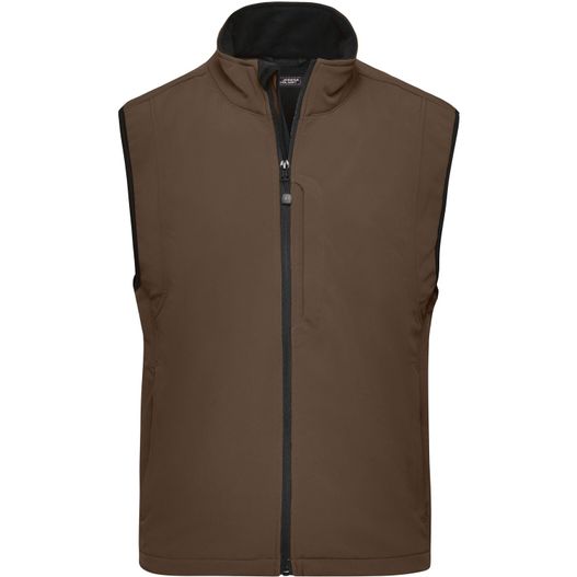eine braune weste mit einem schwarzen reißverschluss Men's Softshell Vest - Trendige Weste aus Softshell (Bild 1)