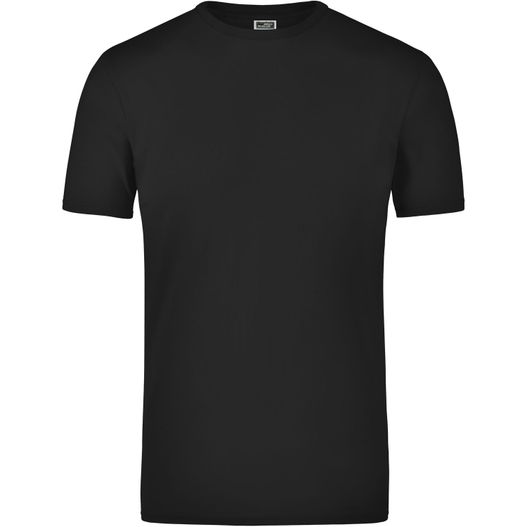 ein schwarzes t-shirt mit einem weißen logo auf der brust Elastic-T - T-Shirt mit Elasthan (Bild 1)