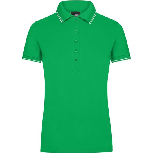 ein grünes poloshirt mit weißen pips Ladies' Polo - Polo in elastischer Piqué-Qualität (Bild 1)