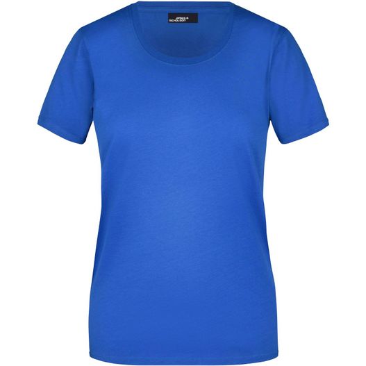ein frauenblau t - hemd auf weißem hintergrund Ladies' Basic-T - Leicht tailliertes T-Shirt aus Single Jersey (Bild 1)