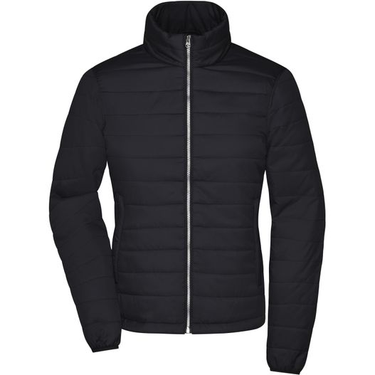 eine schwarze jacke mit einem reißverschlusskragen Ladies' Padded Jacket - Leichte, wattierte Steppjacke (Bild 1)