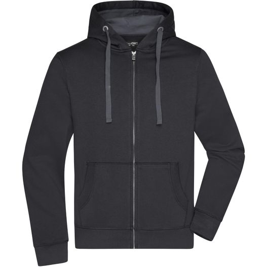 eine schwarze kapuze mit einem kapuzenpullover drauf Men's Hooded Jacket - Premium Sweatjacke mit Bionic®-Finish (Bild 1)