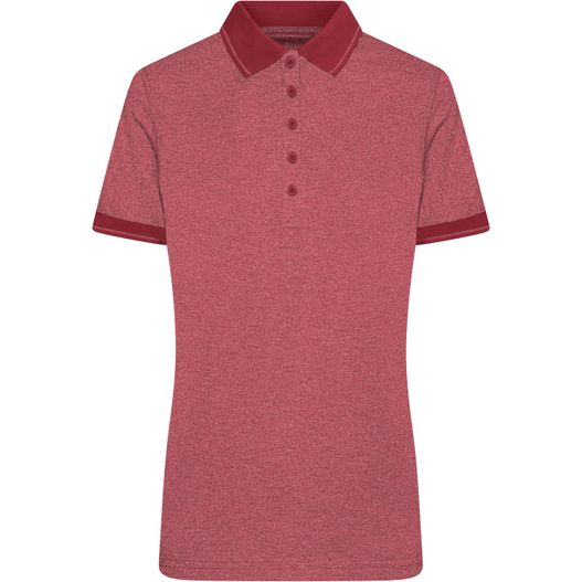 ein rotes poloshirt mit einem roten kragen Ladies' Heather Polo - Melange Polo mit modischen Details (Bild 1)