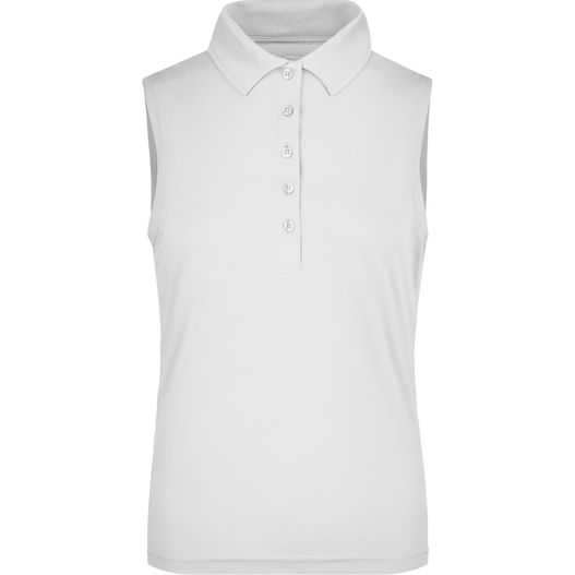 ein weißes hemd mit einem kragen und einem weißen hemd Ladies' Active Polo Sleeveless - Funktionelles Polo für Freizeit und Sport (Bild 1)