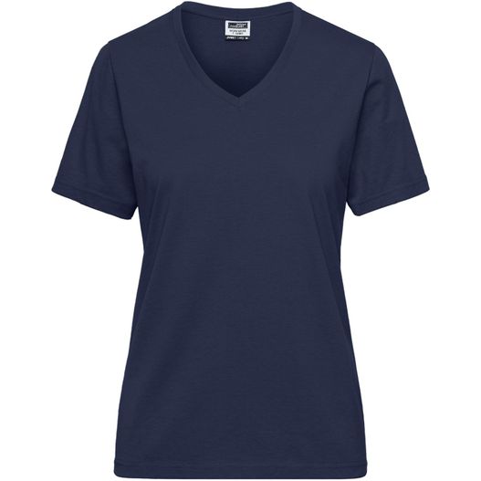 ein frauen marine v - hals t - hemd Ladies' BIO Workwear T-Shirt - Strapazierfähiges und pflegeleichtes T-Shirt (Bild 1)