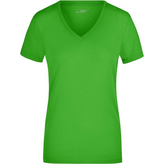 ein frauen grün v - hals t - hemd Ladies' Stretch V-T - T-Shirt aus weichem Elastic-Single-Jersey (Bild 1)