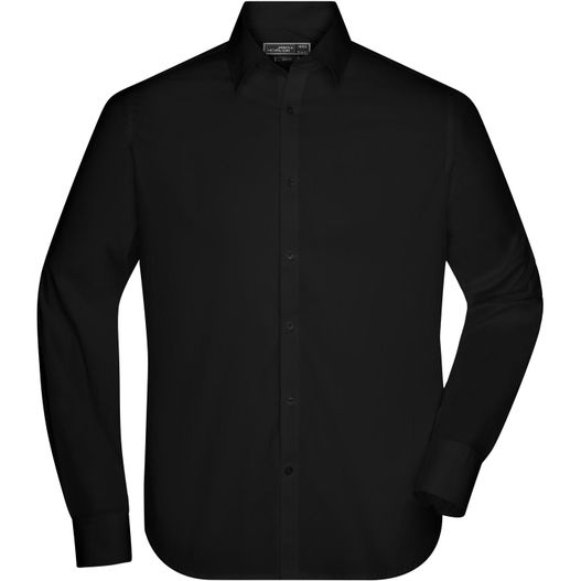ein schwarzes hemd mit langem ärmel Men's Shirt Slim Fit Long - Modisch tailliertes Cityhemd und Damenbluse (Bild 1)
