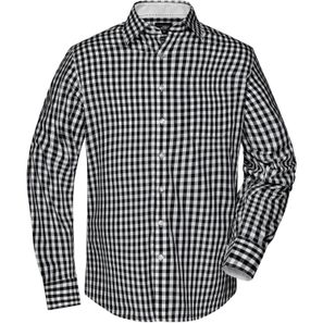 Men's Checked Shirt - Modisches Karoshirt mit Uni-Einsätzen an Kragen und Manschette