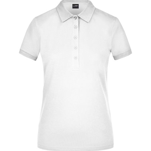 ein weißes poloshirt mit kragen Ladies' Elastic Polo Piqué - Klassisches Polo in elastischer Piqué-Qualität (Bild 1)