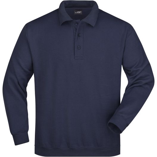 ein navy langarm poloshirt Polo-Sweat Heavy - Klassisches Komfort Polo-Sweatshirt (Bild 1)