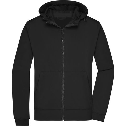 eine schwarze jacke mit kapuze und reißverschluss Men's Hooded Softshell Jacket - Softshelljacke mit Kapuze im sportlichen Design (Bild 1)