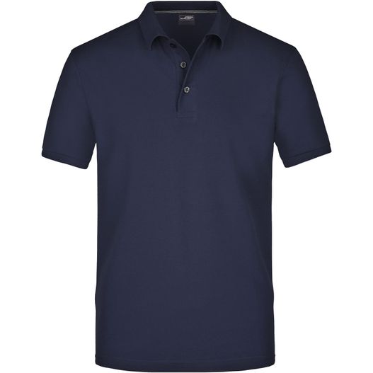 ein navy poloshirt mit einem weißen kragen Men's Pima Polo - Poloshirt in Premiumqualität (Bild 1)