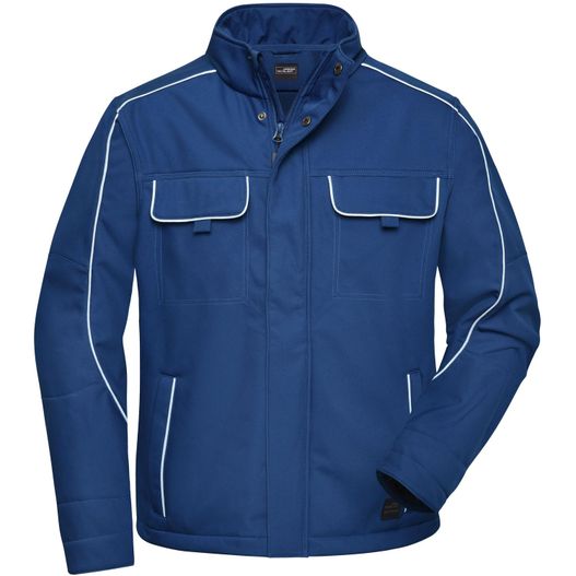 eine blaue arbeitsjacke mit weißen pips Workwear Softshell Jacket - SOLID - - Professionelle Softshelljacke im cleanen Look mit hochwertigen Details (Bild 1)