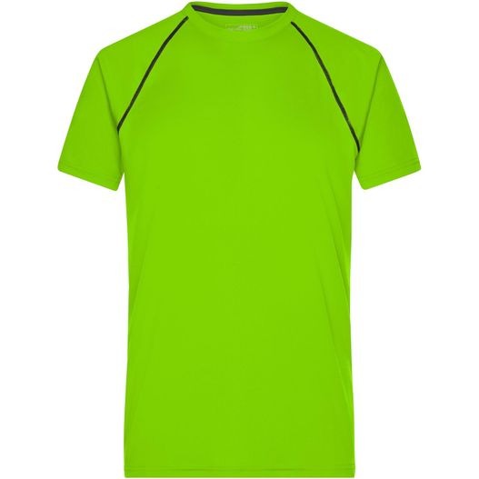 ein limette grün t - hemd mit schwarzen pips Men's Sports T-Shirt - Funktionsshirt für Fitness und Sport (Bild 1)