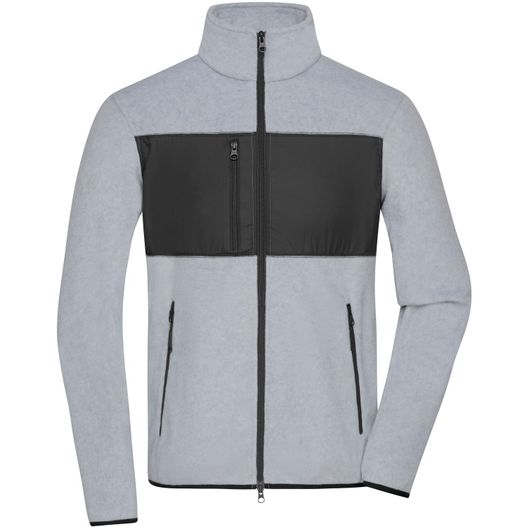 eine graue und schwarze jacke mit reißverschluss Men's Fleece Jacket - Fleecejacke im Materialmix (Bild 1)