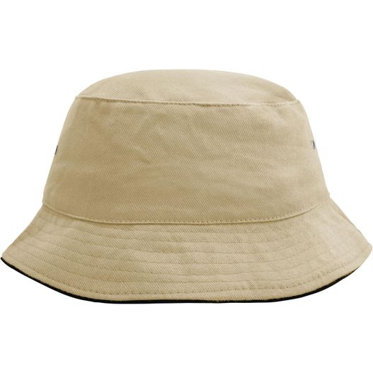 beige hut mit schwarzem band Fisherman Piping Hat - Trendiger Hut aus weicher Baumwolle (Bild 1)