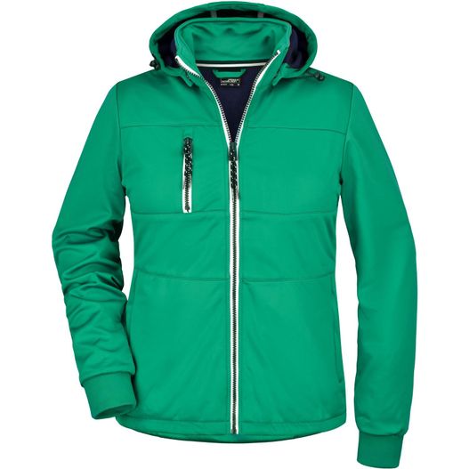 eine grüne jacke mit kapuze und reißverschluss Ladies' Maritime Jacket - Junge Softshelljacke mit modischen Details (Bild 1)