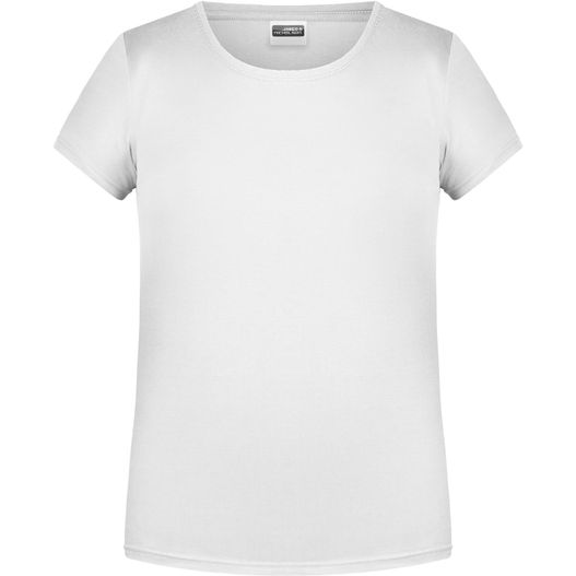 ein weißes t-shirt auf weißem hintergrund Girls' Basic-T - T-Shirt für Kinder in klassischer Form (Bild 1)