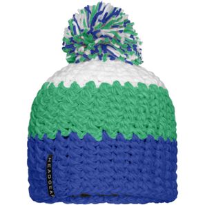 Crocheted Cap with Pompon - Angesagte 3-farbige Häkelmütze mit Pompon