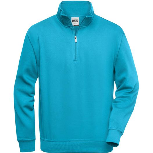 ein blaues sweatshirt mit reißverschluss vorne Workwear Half Zip Sweat - Sweatshirt mit Stehkragen und Reißverschluss (Bild 1)