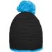 Pompon Hat with Contrast Stripe - Häkelmütze mit Kontrastrand und Pompon