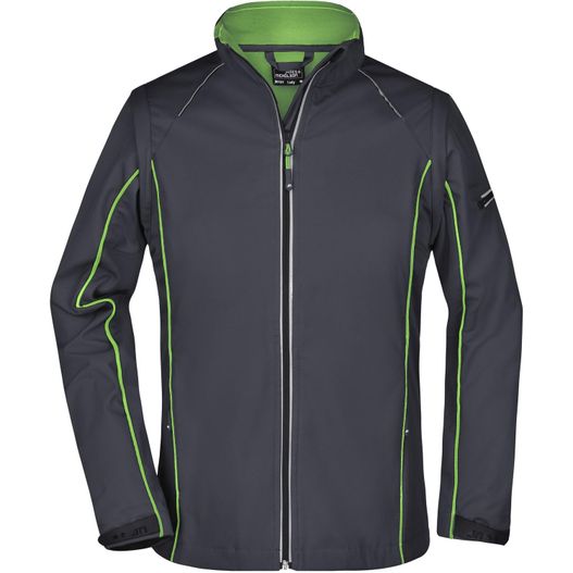 eine herrenjacke mit grünem trimm Ladies' Zip-Off Softshell Jacket - 2 in 1 Jacke mit abzippbaren Ärmeln (Bild 1)
