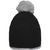 Pompon Hat with Contrast Stripe - Häkelmütze mit Kontrastrand und Pompon