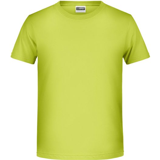 ein limette grün t - shirt auf weißem hintergrund Boys' Basic-T - T-Shirt für Kinder in klassischer Form (Bild 1)