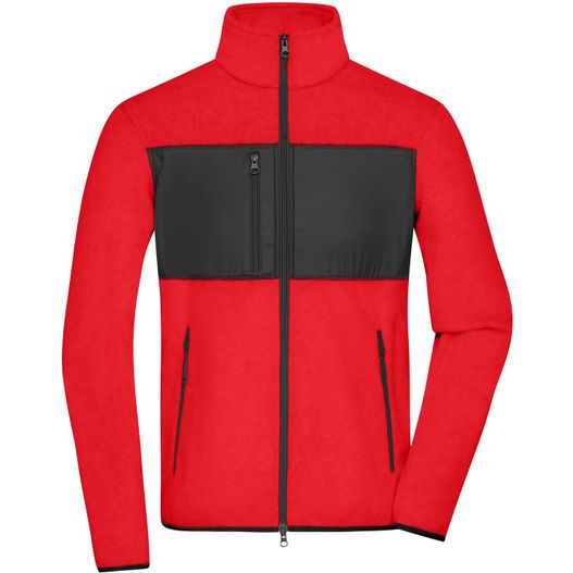 eine rote und schwarze jacke mit reißverschluss Men's Fleece Jacket - Fleecejacke im Materialmix (Bild 1)