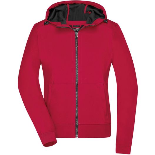 eine rote jacke mit kapuze und reißverschluss Ladies' Hooded Softshell Jacket - Softshelljacke mit Kapuze im sportlichen Design (Bild 1)