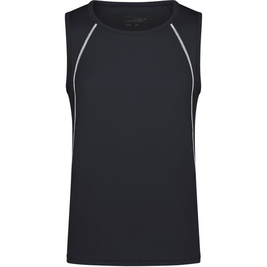 eine schwarze tankplatte mit einem weißen streifen Men's Sports Tanktop - Funktionstop für Fitness und Sport (Bild 1)