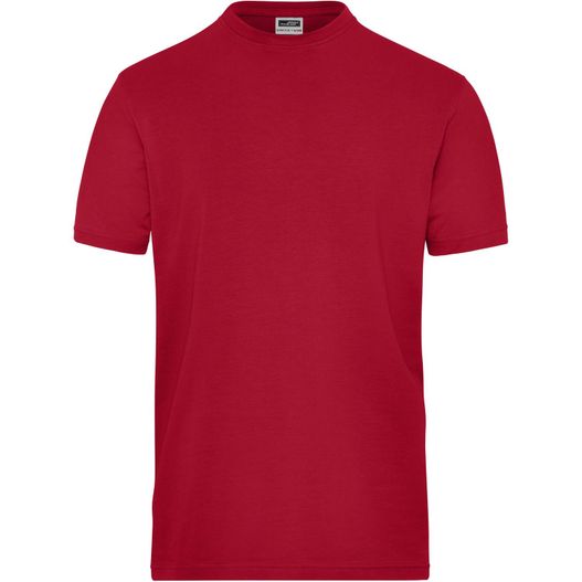 ein rotes t-shirt mit einem weißen logo auf der brust Men's BIO Stretch-T Work - SOLID - - T-Shirt aus weichem Elastic-Single-Jersey (Bild 1)