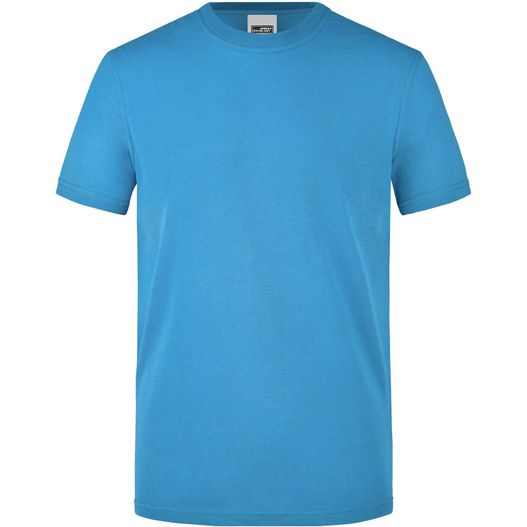 ein blaues t-shirt mit einem weißen logo auf der brust Men's Workwear T-Shirt - Strapazierfähiges und pflegeleichtes T-Shirt (Bild 1)