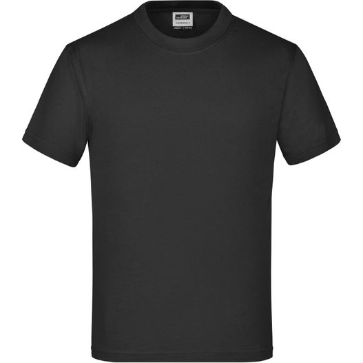ein schwarzes t-shirt mit einem weißen logo auf der brust Junior Basic-T - Kinder Komfort-T-Shirt aus hochwertigem Single Jersey (Bild 1)