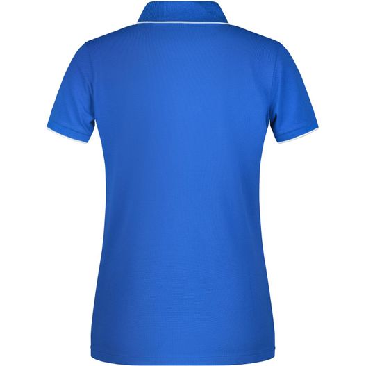 ein frauenblaues poloshirt mit weißem kragen Ladies' Polo Stripe - Klassisches Polo mit Kontraststreifen (Bild 1)