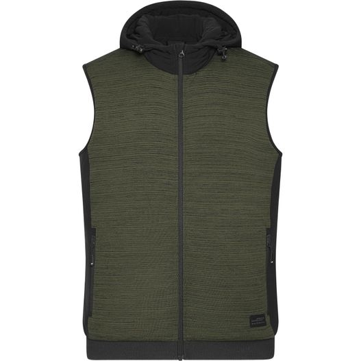 Men's Padded Hybrid Vest - Wattierte Strickfleece Weste im attraktiven Materialmix (Bild 1)