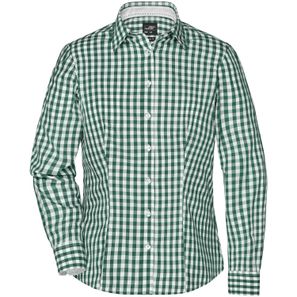 Ladies' Checked Blouse - Modisches Karoshirt mit Uni-Einsätzen an Kragen und Manschette
