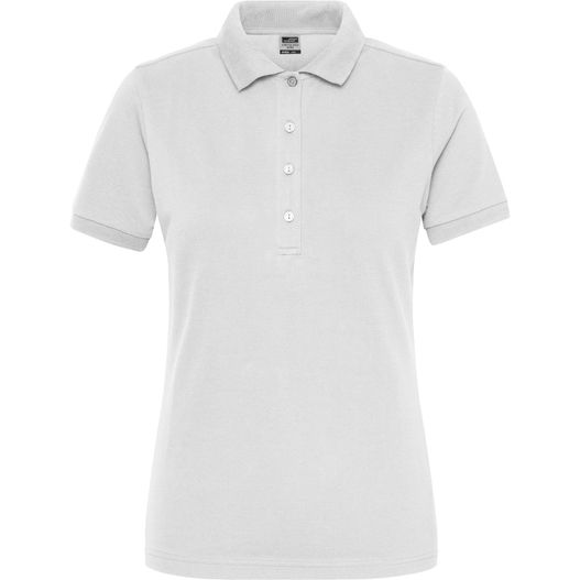 ein weißes poloshirt mit kragen Ladies' BIO Stretch-Polo Work - SOLID - - Polo aus weichem Elastic-Piqué (Bild 1)