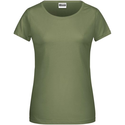 ein frauen t - hemd in grüner farbe Ladies' Basic-T - Damen T-Shirt in klassischer Form (Bild 1)